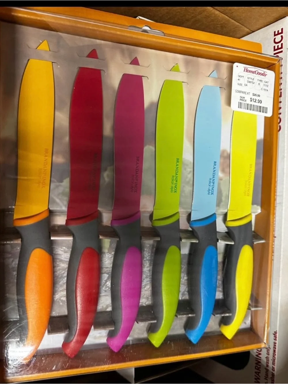 Brandani Inox Italian style 6 piece Multicolor Rainbow Kitchen Knife Set
